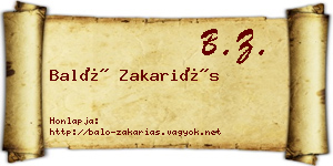 Baló Zakariás névjegykártya